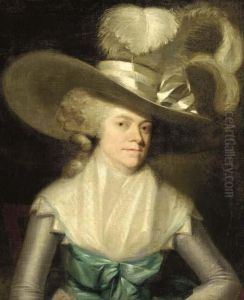 Portrait Of A Lady In A Plumed Hat, Said To Be Mrs. Inchbold by John Hoppner