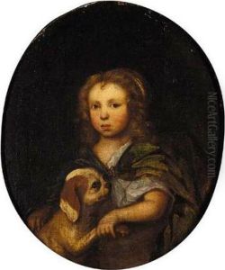 Portrait Of A Young Girl And Her Pet Dog