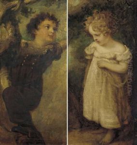 A Boy In A Red Suit And A Girl In A White Dress by John Hoppner
