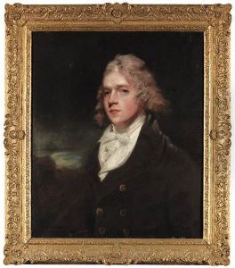 Portrait Of A Gentleman, Half-length, In A Black Coat And Whiteshirt, In A Landscape