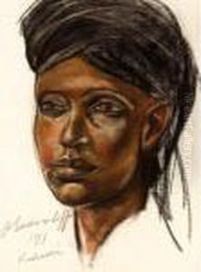 Portrait Of A Kashmiri by Alexander Evgenievich Yakovlev