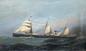 The Danish Steamer Hekla (i) Outward Bound For New York by Antonio Nicolo Gasparo Jacobsen