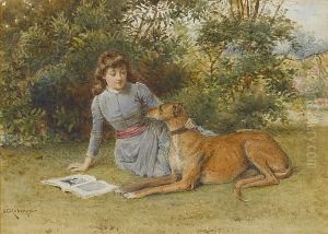 A Young Woman With Greyhound by George Goodwin Kilburne