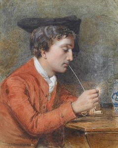 A Man Lighting A Pipe