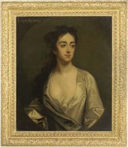 Portrait Of Lady Rooke, Bust-length, In A White Dress, In A Paintedoval by Sir Godfrey Kneller