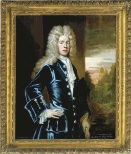Portrait Of William Whitmore, 
Esq., Three-quarter-length, In A Bluecoat With A Landscape Beyond