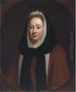 Portrait Of A Lady, Bust-length, In Widow's Weeds, In A Feignedoval