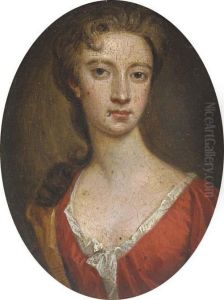 A Young Lady, In Scarlet Dress With White Underslip, Fairhair