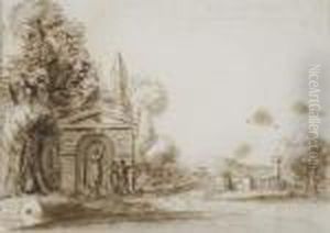 An Italianate Landscape by Jean-Baptiste Lallemand