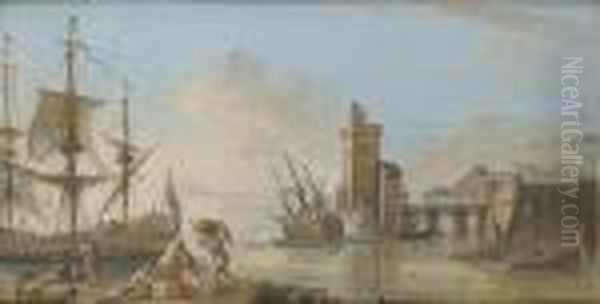 Port Scene With Figures In The Foreground Working, Reclining And Conversing - view 1