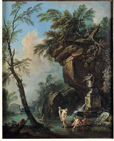 Baigneuses Pres D'une Fontaine Antique - view 1