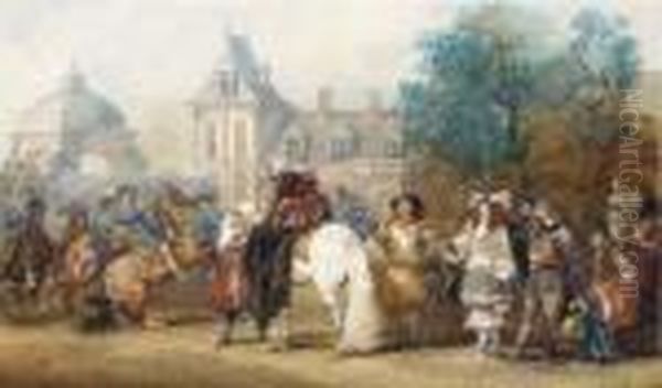 L'arrivee De Louis Xiv Au Chateau De Fontainebleau; Lemoisne No.1212 - view 1