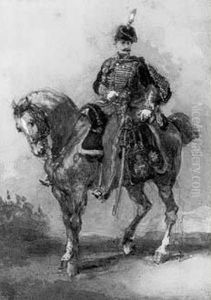Officier A Cheval by Eugene Louis Lami