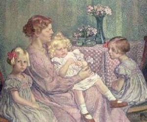 Madame Van De Velde And Her Children by Theo van Rysselberghe