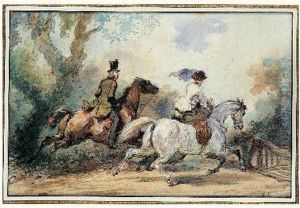 Cavalier Et Amazone by Eugene Louis Lami