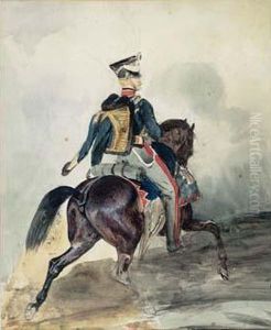 Etude De Hussard A Cheval by Eugene Louis Lami