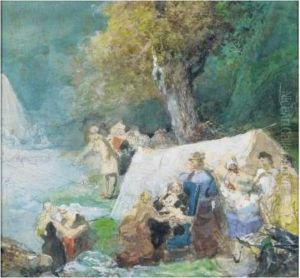 Figures In The Forest by Eugene Louis Lami