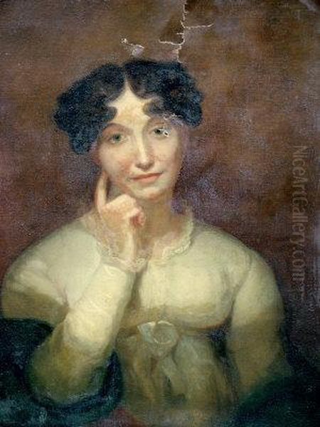 Portrait Of A Lady, Half- Length In A White Dress - view 1