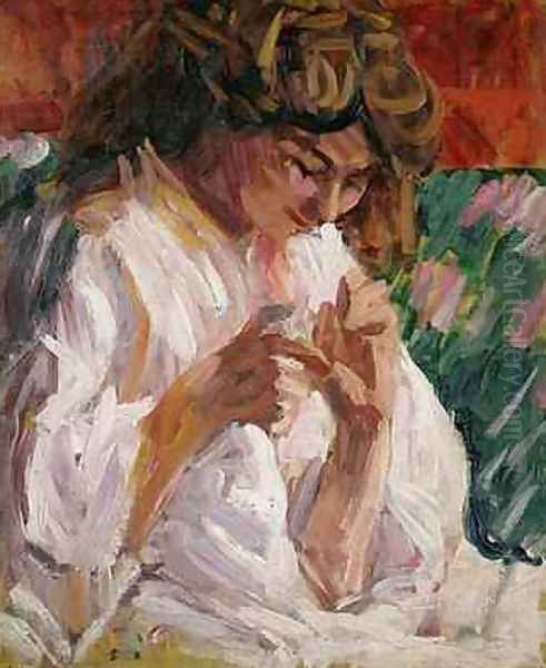 Girl mending - view 1