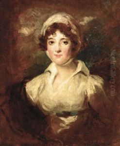 Portrait Of A Lady, Bust-length, In A White Dress And Bonnet