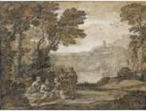 Landscape With The Nymph Egeria Mourning Over Numa by Claude Lorrain (Claude Gellee)