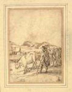 A Herdsman And Two Cows by Claude Lorrain (Claude Gellee)