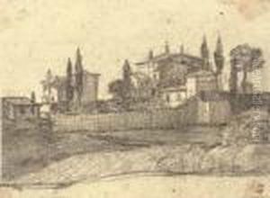 A Villa Among Cypresses by Claude Lorrain (Claude Gellee)