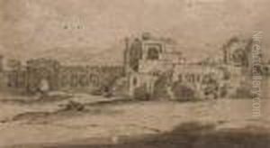 Porta San Giovanni And Porta Asinara In The Aurelian Walls Of Rome by Claude Lorrain (Claude Gellee)