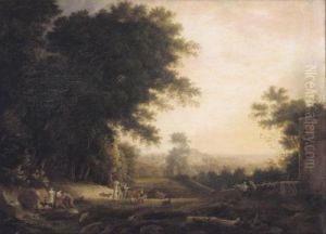 An Italianate Landscape With Figures Drinking From A Spring, A Villa Beyond by Claude Lorrain (Claude Gellee)