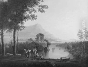 'fete Champetre' With Mountains And Sea Beyond by Claude Lorrain (Claude Gellee)