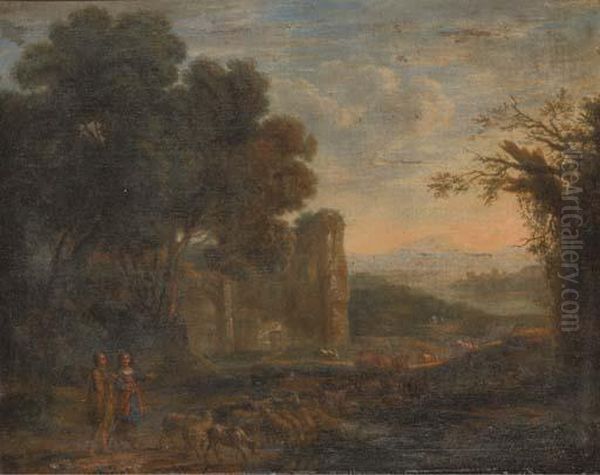 A Landscape With A Shepherd And Shepherdess With Their Flock - view 1