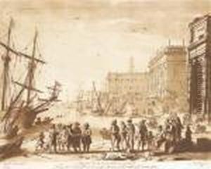 Paysages Animes Et Scenes De Port by Claude Lorrain (Claude Gellee)