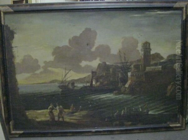 Figures In A Busy Harbor - view 1