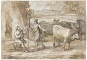 Mercury Returning The Cattle Of Admetus To Apollo by Claude Lorrain (Claude Gellee)