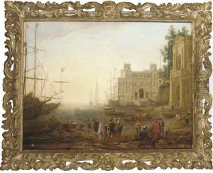 A Capriccio Of A Mediterrean Port With The Villa Medici by Claude Lorrain (Claude Gellee)