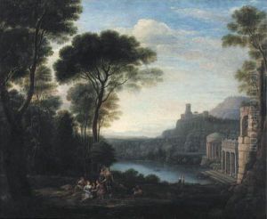 A Classical Landscape With The Nymph Egeria Mourning Over Numa by Claude Lorrain (Claude Gellee)