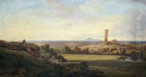Ruins In A Mediterranean Landscape by Edward Lear