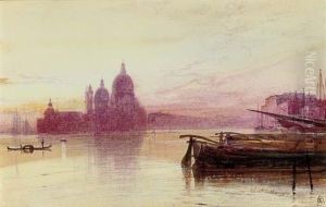Santa Maria Della Salute, Seen At Sunset From The Riva Degli Schiavoni, Venice by Edward Lear