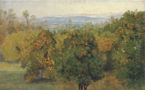 View Of The Citadel, Corfu, With An Orange Grove In Theforeground by Edward Lear