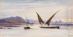 Feluccas On The Nile Near Abu-simbel by Edward Lear