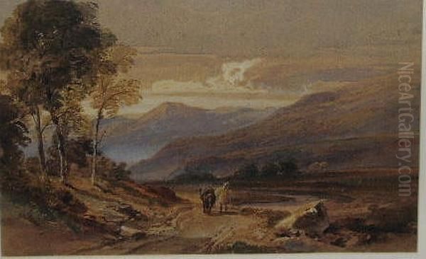 A Traveller And His Horse In A Hilly Landscape - view 1