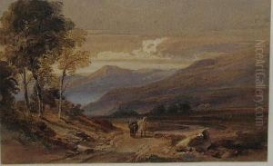 A Traveller And His Horse In A Hilly Landscape by William Leighton Leitch