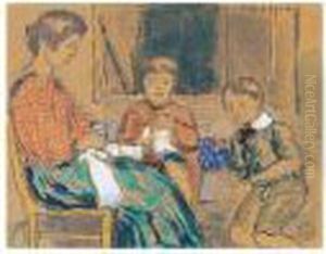 La Couture: Madame Lemmen, Pierre Et Jacques by Georges Lemmen