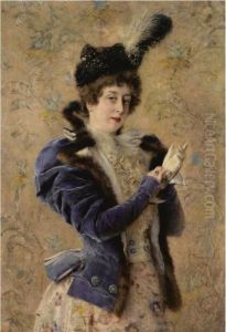 Portrait Of The Artist's Wife Maria Alexeevna Makovsky by Konstantin Egorovich Egorovich Makovsky