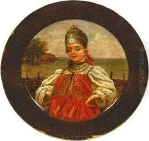 Attributed To Egorovich Makovsky Russian Beauty by Konstantin Egorovich Egorovich Makovsky