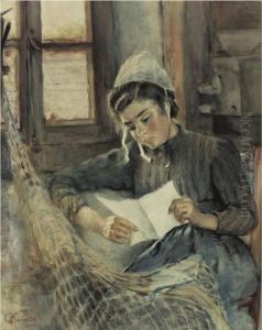 Reading The Letter by Konstantin Egorovich Egorovich Makovsky