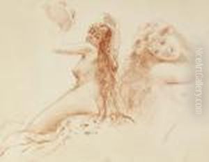 Study Of A Girl With A Tambourine by Konstantin Egorovich Egorovich Makovsky