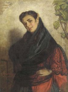 Portrait Of A Spanish Lady by Konstantin Egorovich Egorovich Makovsky