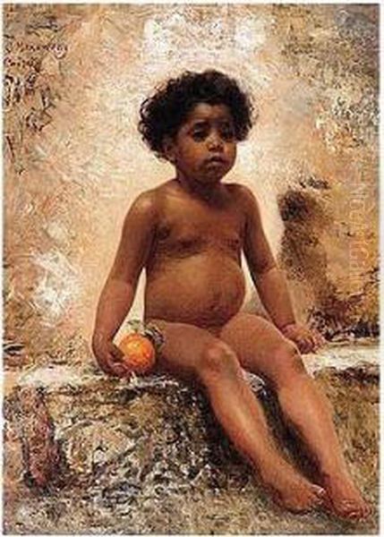 Young Arab Boy With Orange - view 1