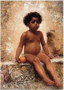 Young Arab Boy With Orange by Konstantin Egorovich Egorovich Makovsky